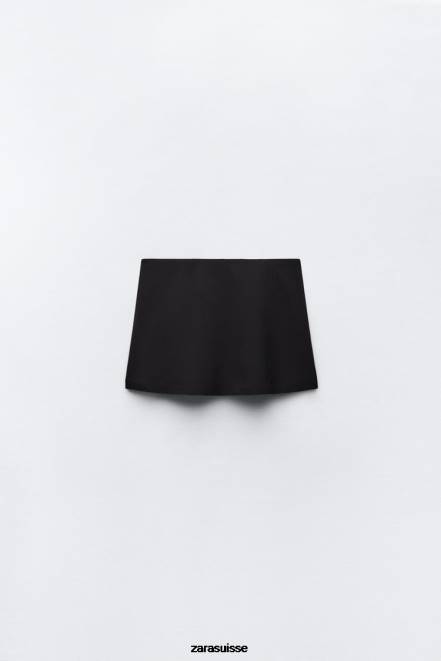 Zara vêtements P66V550 femmes jupe-short zippée noir