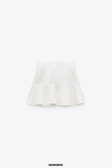 Zara vêtements P66V560 femmes jupe-short à nœud blanc d'huître