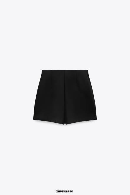 Zara vêtements P66V598 femmes jupe-short fendue noir