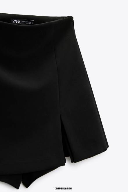 Zara vêtements P66V598 femmes jupe-short fendue noir