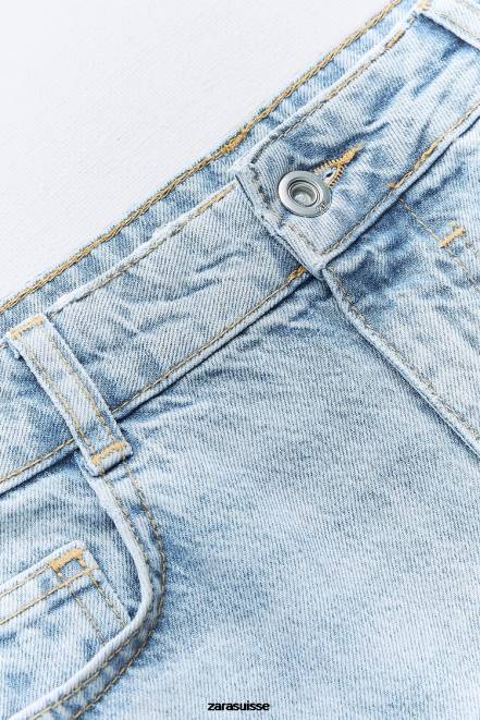 Zara vêtements P66V632 femmes jupe en jean fendue délavée z1975 rose