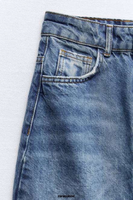 Zara vêtements P66V645 femmes jupe en jean zw fendue taille haute bleu