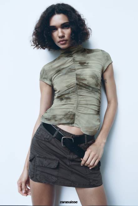 Zara vêtements P66V646 femmes minijupe cargo gris