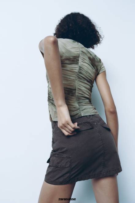 Zara vêtements P66V646 femmes minijupe cargo gris