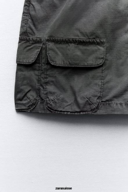 Zara vêtements P66V646 femmes minijupe cargo gris
