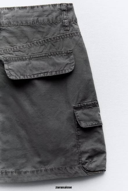 Zara vêtements P66V646 femmes minijupe cargo gris