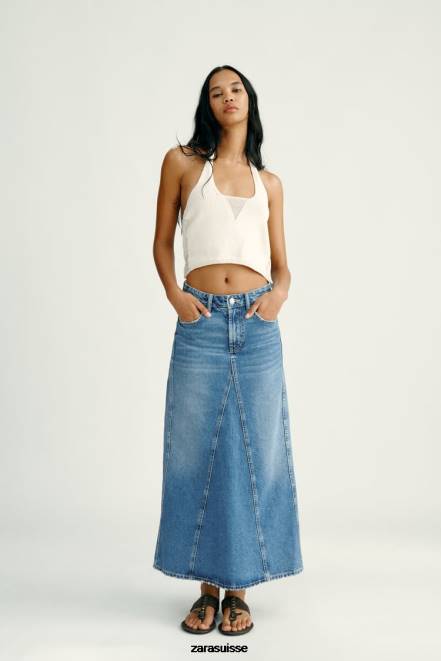 Zara vêtements P66V656 femmes jupe en jean bleu