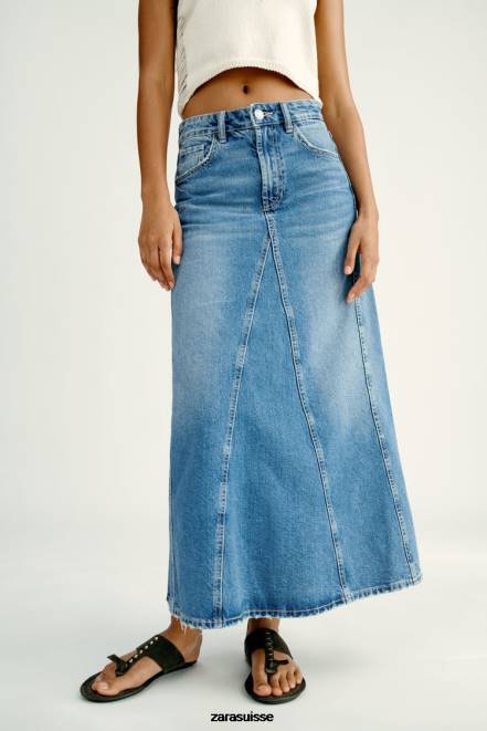 Zara vêtements P66V656 femmes jupe en jean bleu