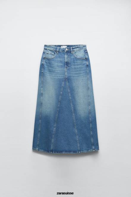 Zara vêtements P66V656 femmes jupe en jean bleu