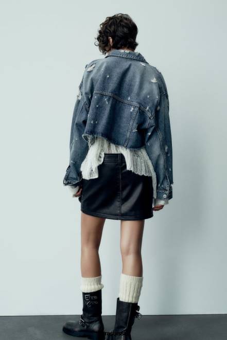 Zara vêtements P66V662 femmes jupe à poche en similicuir noir