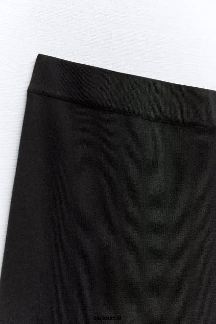 Zara vêtements P66V677 femmes jupe mi-longue en maille noir