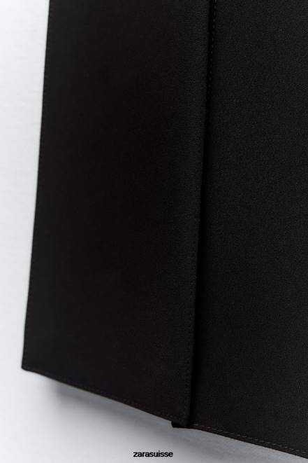 Zara vêtements P66V690 femmes jupe midi à bandes noir