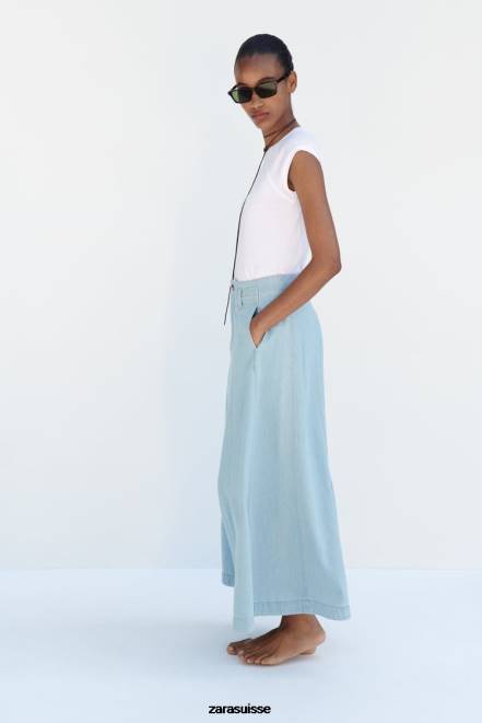 Zara vêtements P66V691 femmes jupe en jean z1975 bleu moyen