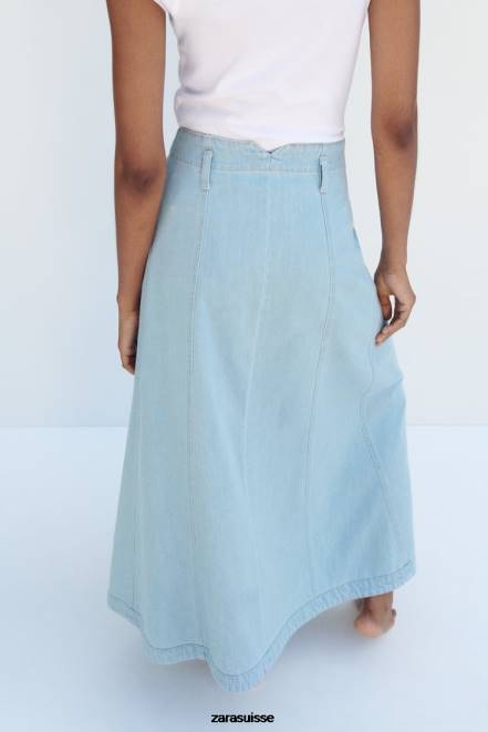 Zara vêtements P66V691 femmes jupe en jean z1975 bleu moyen