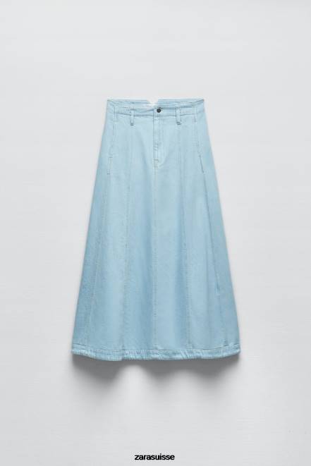 Zara vêtements P66V691 femmes jupe en jean z1975 bleu moyen