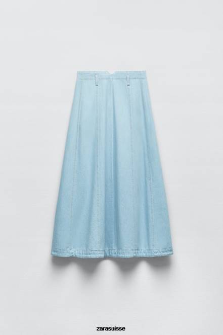 Zara vêtements P66V691 femmes jupe en jean z1975 bleu moyen