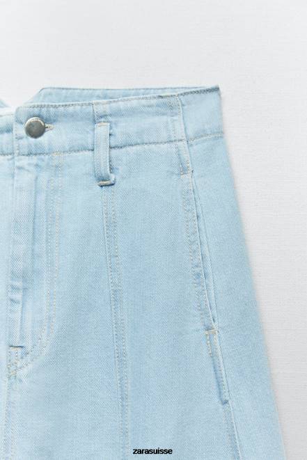 Zara vêtements P66V691 femmes jupe en jean z1975 bleu moyen