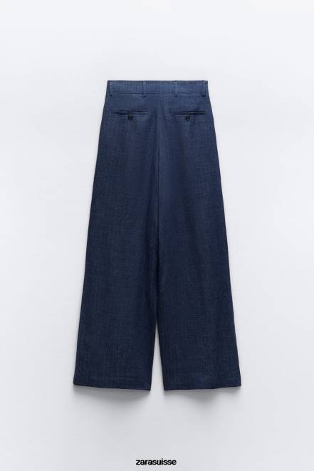Zara vêtements P66V482 femmes pantalon large minimaliste de la collection zw indigo