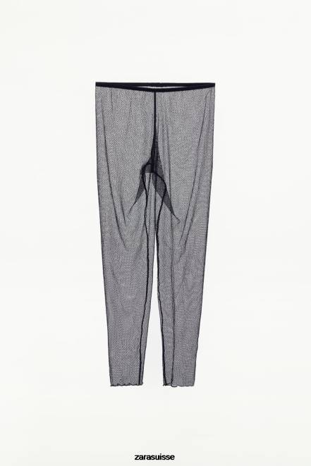 Zara vêtements P66V497 femmes leggings en dentelle noir