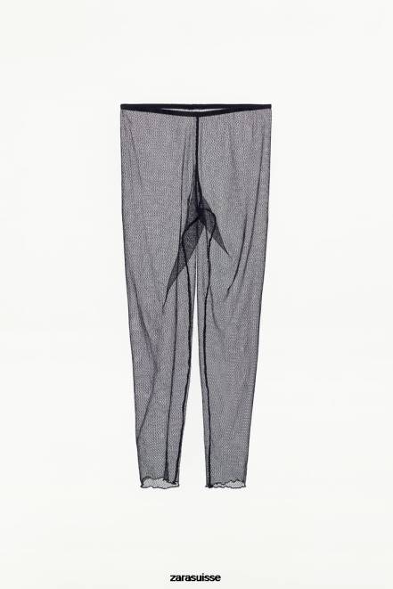 Zara vêtements P66V497 femmes leggings en dentelle noir