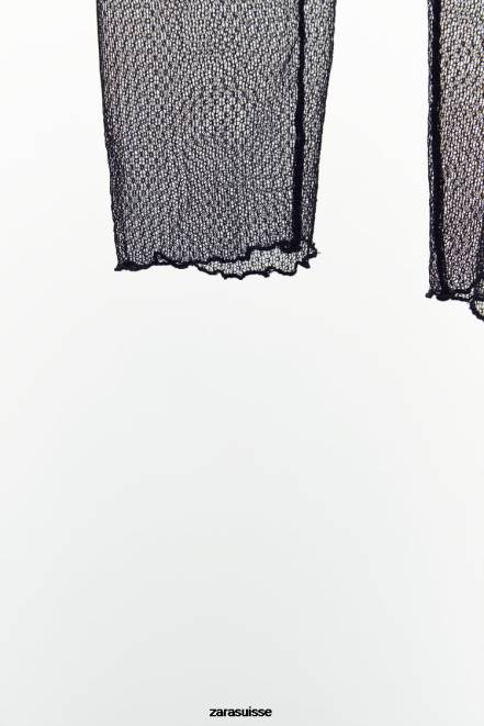 Zara vêtements P66V497 femmes leggings en dentelle noir