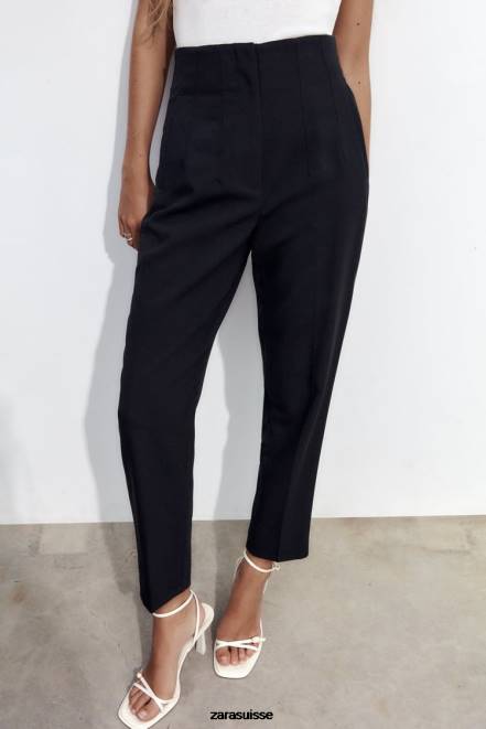 Zara vêtements P66V500 femmes pantalon taille haute noir