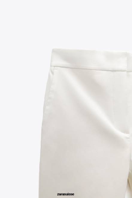 Zara vêtements P66V868 femmes pantalon de jogging à taille blanc d'huître