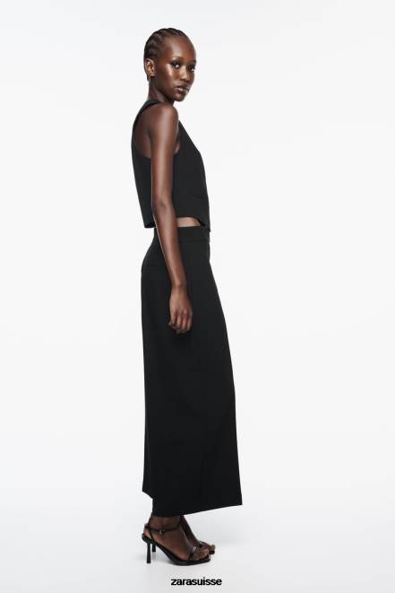 Zara vêtements P66V870 femmes jupe-culotte taille haute noir