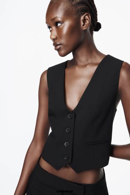 Zara vêtements P66V870 femmes jupe-culotte taille haute noir