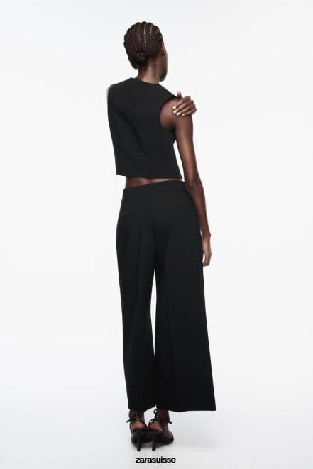 Zara vêtements P66V870 femmes jupe-culotte taille haute noir