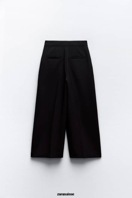 Zara vêtements P66V870 femmes jupe-culotte taille haute noir