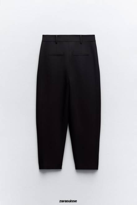 Zara vêtements P66V874 femmes pantalon fuselé plissé noir