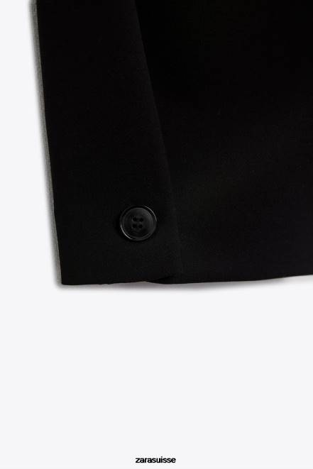 Zara vêtements P66V874 femmes pantalon fuselé plissé noir