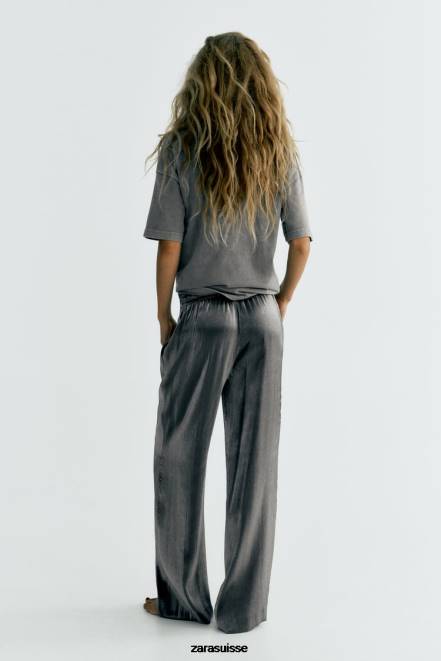 Zara vêtements P66V938 femmes pantalon en aluminium argent