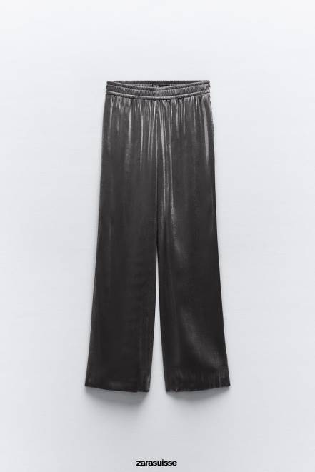 Zara vêtements P66V938 femmes pantalon en aluminium argent