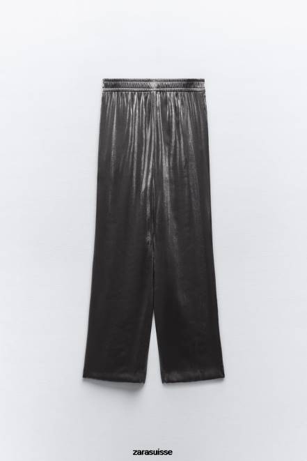 Zara vêtements P66V938 femmes pantalon en aluminium argent
