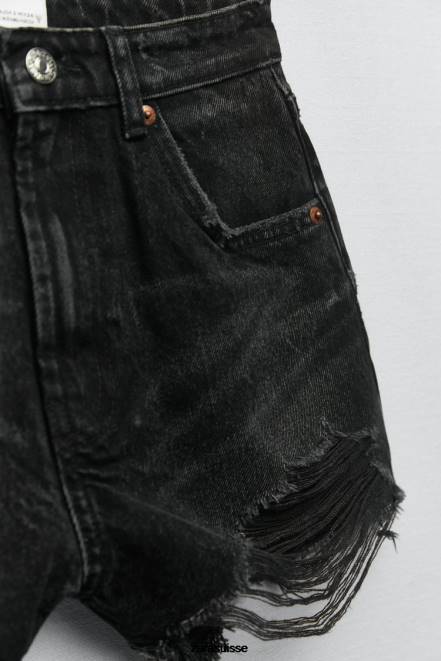 Zara vêtements P66V526 femmes short courbé taille haute trf noir
