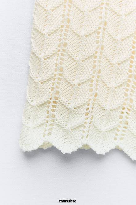 Zara vêtements P66V620 femmes short au crochet écru