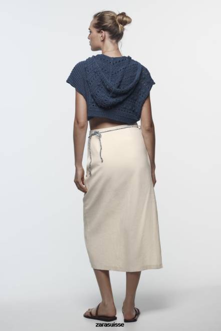 Zara vêtements P66V624 femmes short paréo mi-long écru