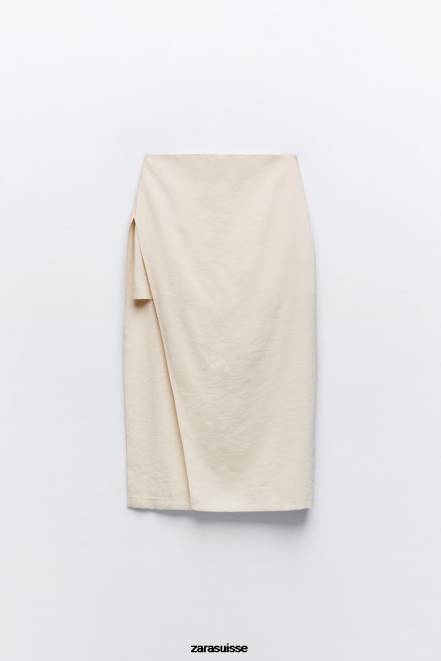 Zara vêtements P66V624 femmes short paréo mi-long écru