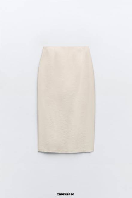 Zara vêtements P66V624 femmes short paréo mi-long écru