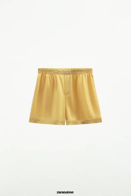 Zara vêtements P66V629 femmes short en popeline délavée vanille