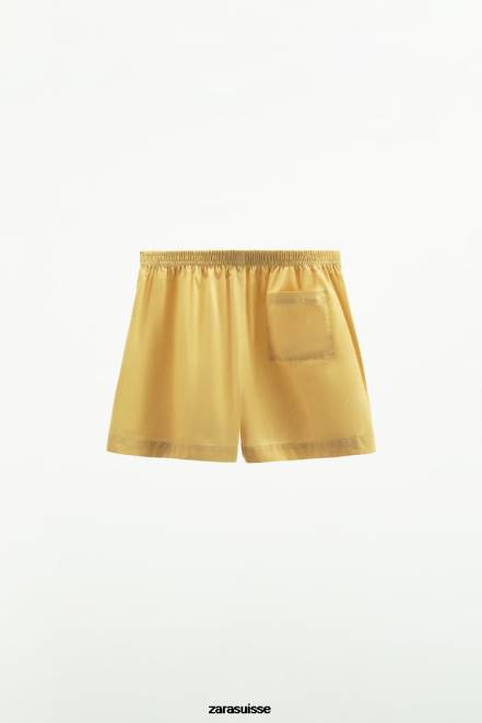 Zara vêtements P66V629 femmes short en popeline délavée vanille