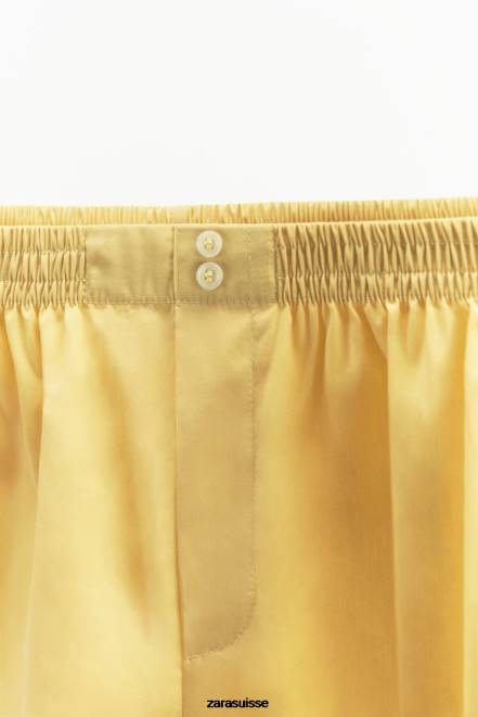 Zara vêtements P66V629 femmes short en popeline délavée vanille