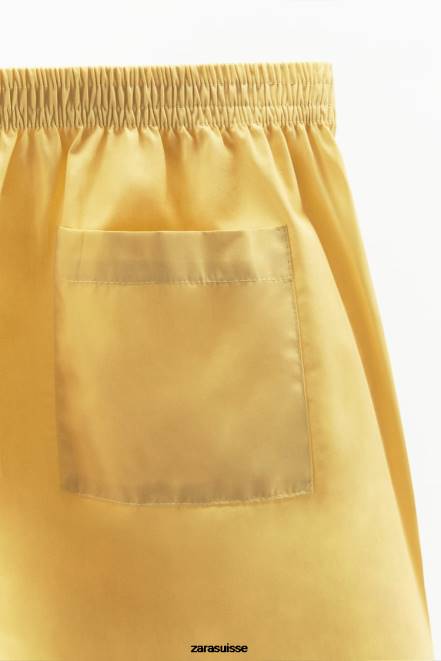 Zara vêtements P66V629 femmes short en popeline délavée vanille