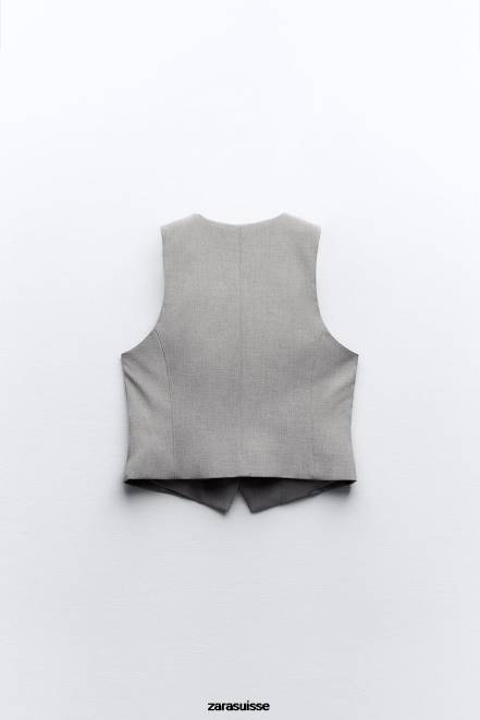 Zara vêtements P66V139 femmes gilet sur mesure gris