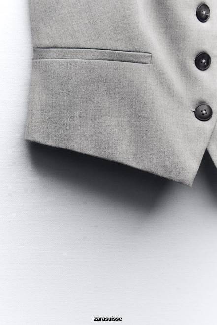 Zara vêtements P66V139 femmes gilet sur mesure gris
