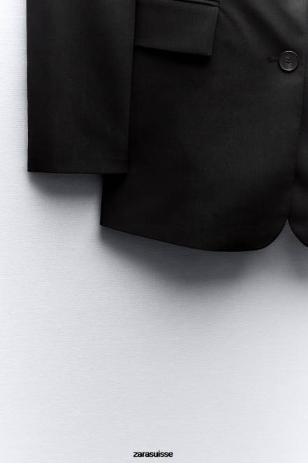 Zara vêtements P66V144 femmes blazer ajusté à coutures noir