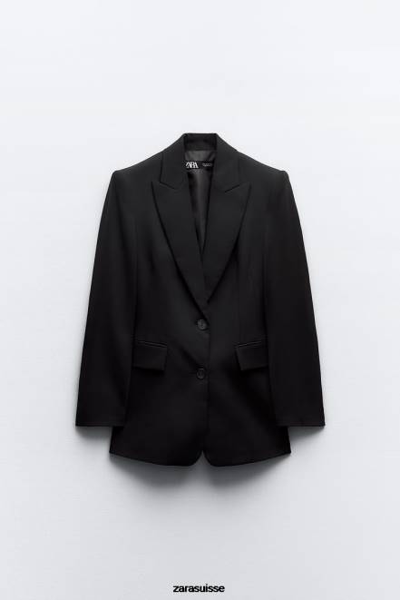 Zara vêtements P66V144 femmes blazer ajusté à coutures noir