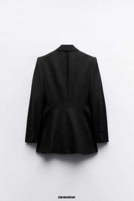Zara vêtements P66V144 femmes blazer ajusté à coutures noir